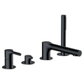 RAK Sorrento Modern 4 Hole Matt Black Bath Shower Mixer Tap with Handset - Solid Brass Deck Mounted