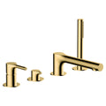 RAK Sorrento 4-Hole Brushed Gold Bath Shower Mixer Tap - Solid Brass, Deck-Mounted, High Pressure