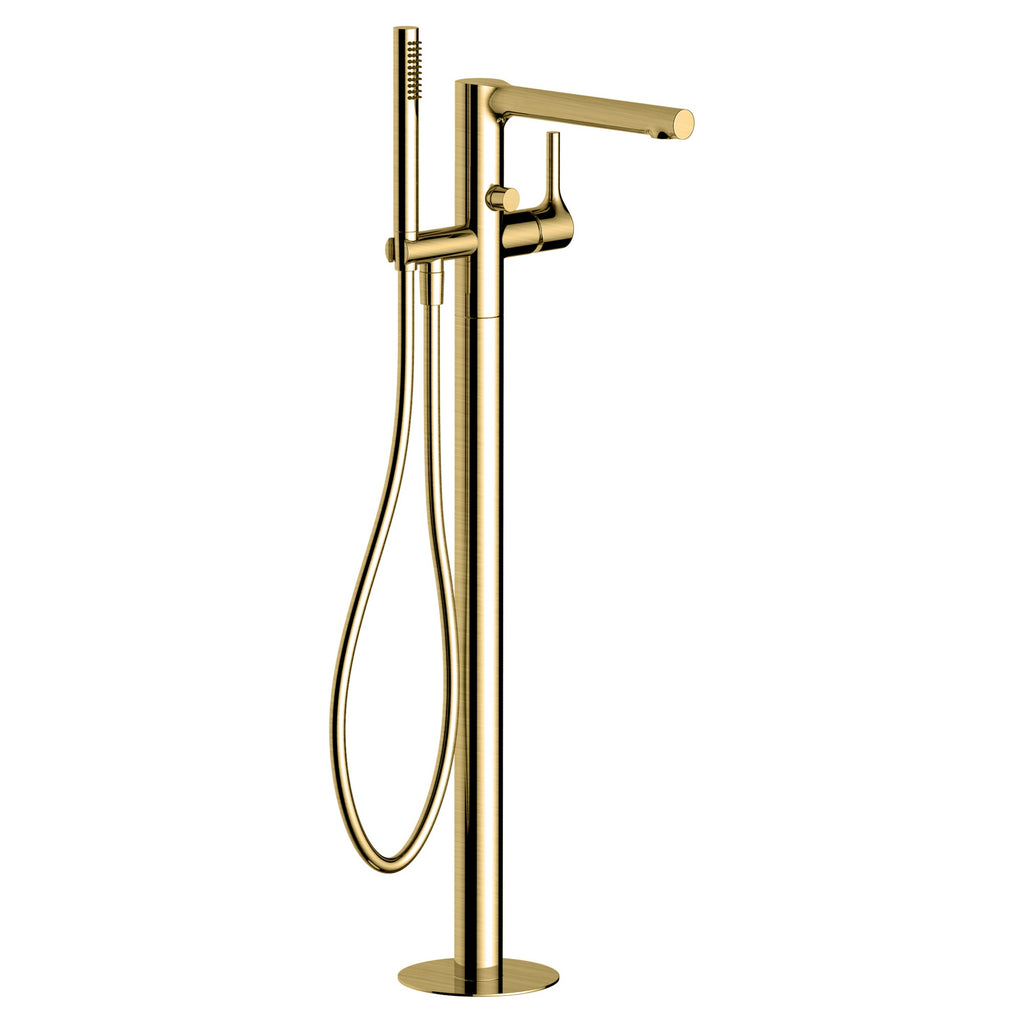 RAK Sorrento Brushed Gold Freestanding Bath Shower Mixer Tap with Handset - Solid Brass