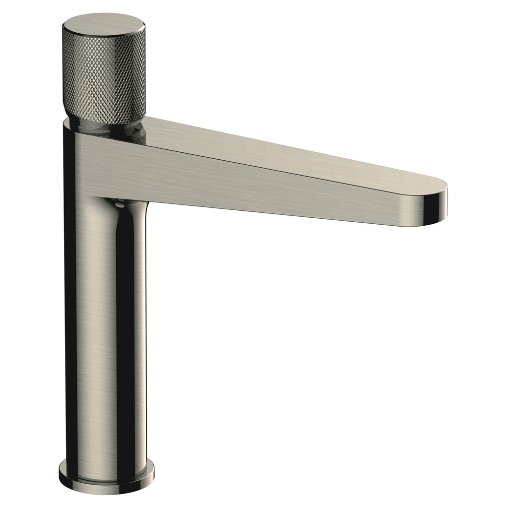 RAK Ceramics Amalfi Mid-Height Basin Mixer Tap - Contemporary Brushed Nickel Finish, Solid Brass
