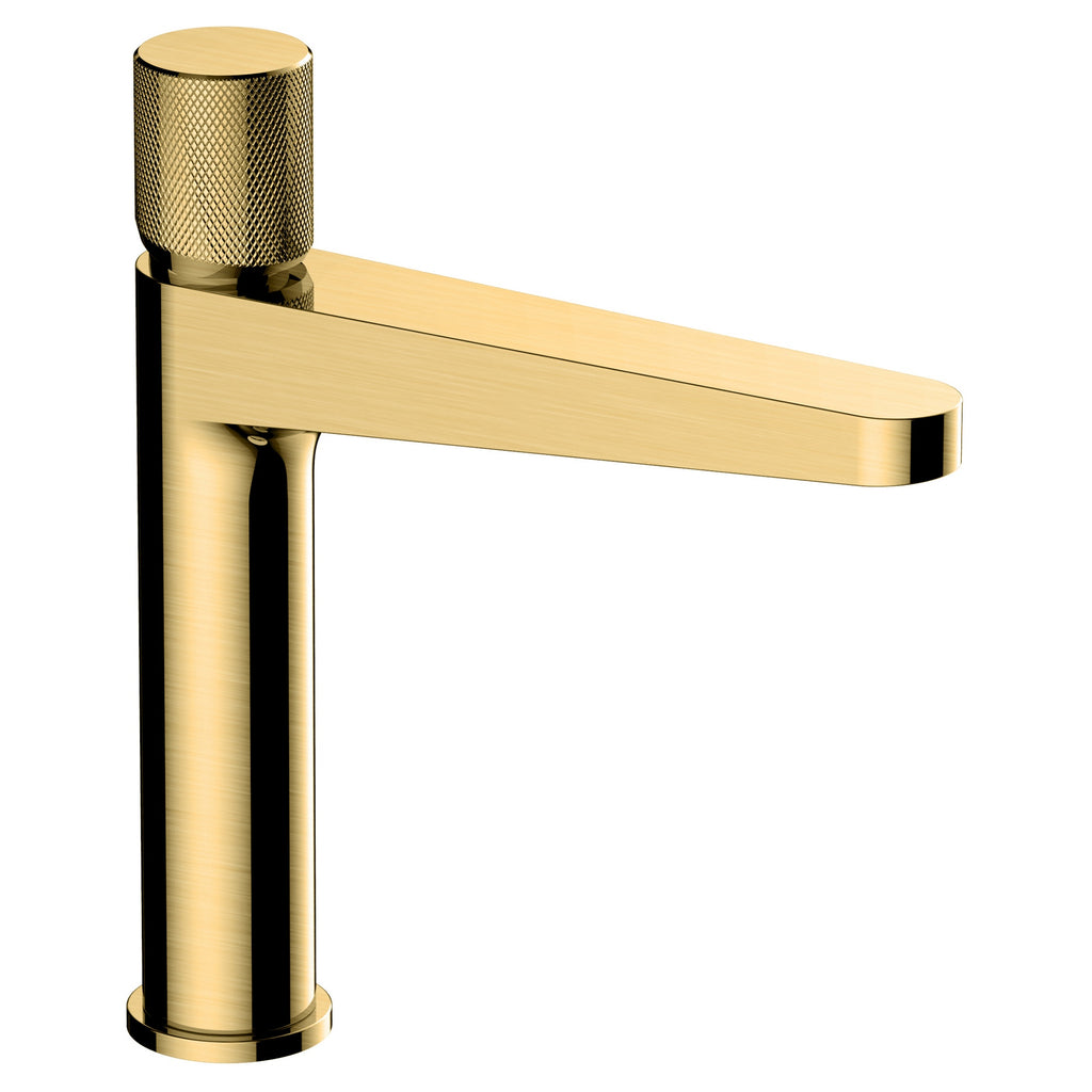 RAK Amalfi Brushed Gold Mid-Height Modern Basin Mixer Tap - Solid Brass