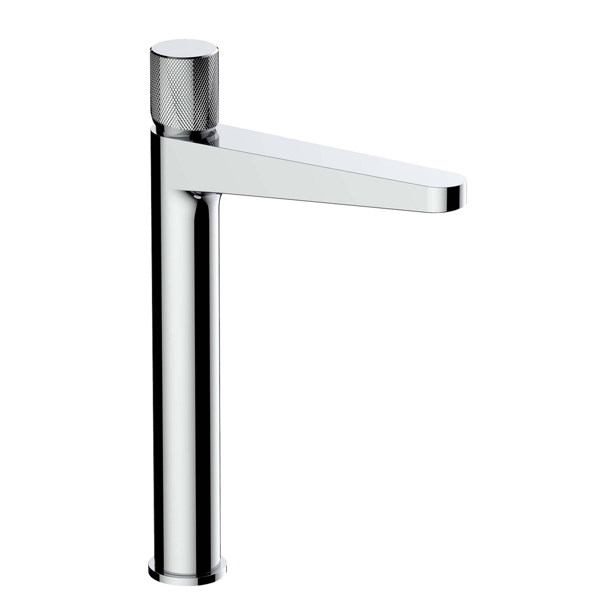 RAK Ceramics Amalfi Tall Basin Mixer Tap, Polished Chrome, Solid Brass with Distinctive Knurled Handle