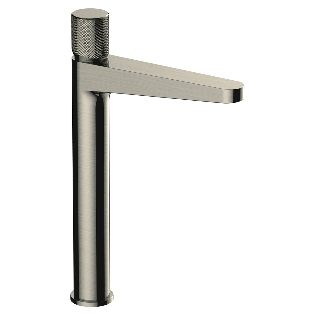 RAK Amalfi Tall Brushed Nickel Basin Mixer Tap - Solid Brass & Knurled Handle