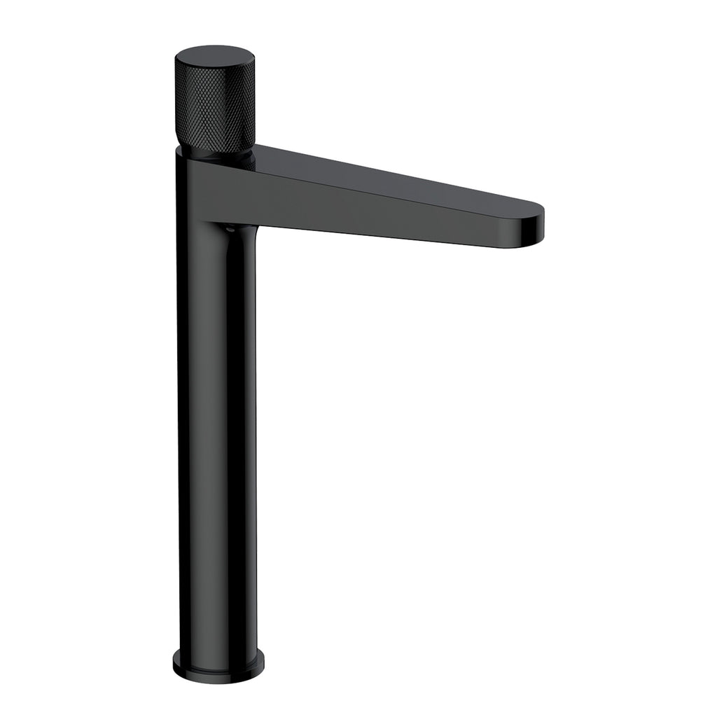 RAK Amalfi Tall Matt Black Mono Basin Mixer Tap - Solid Brass, Knurled Handle, 15-Year Guarantee