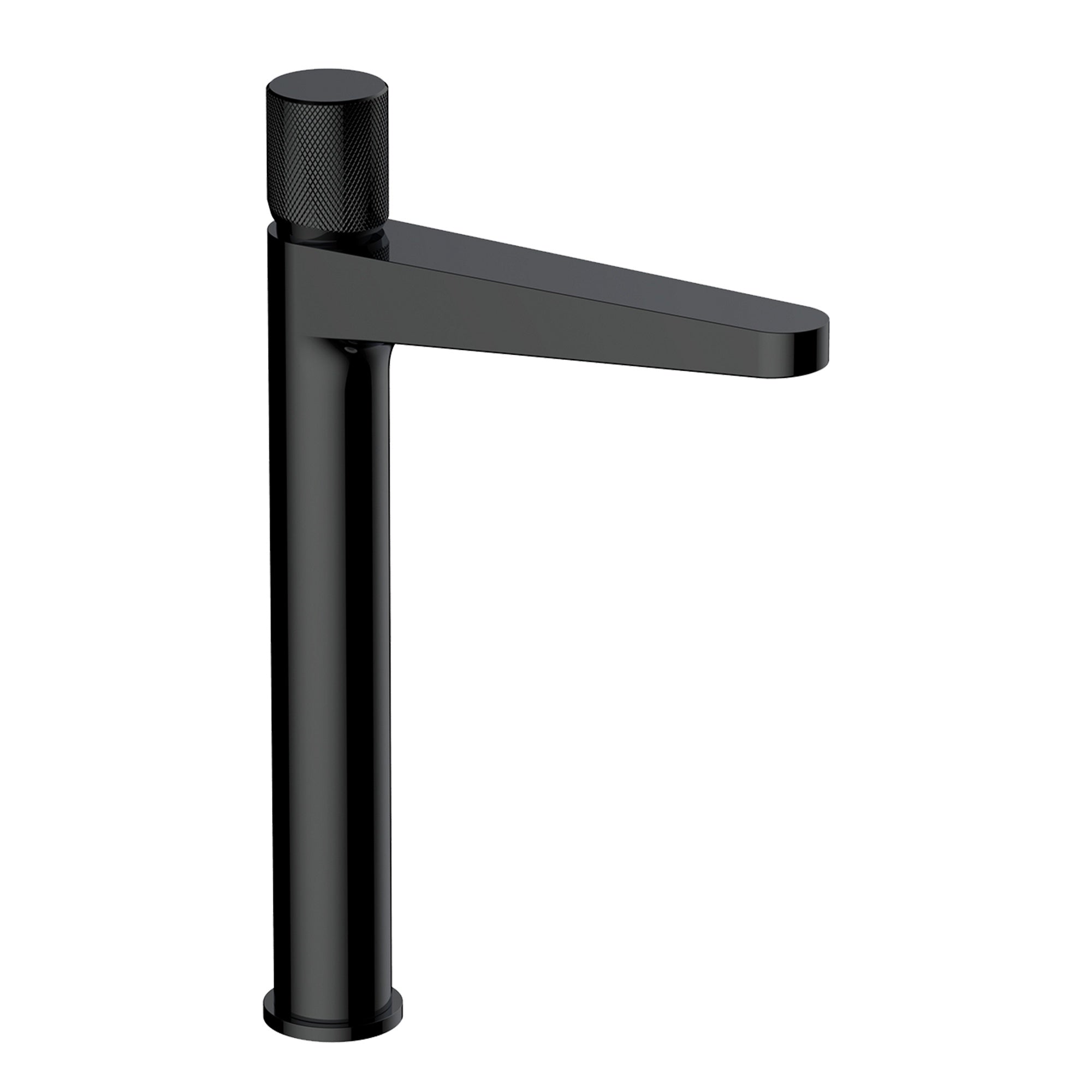 RAK Amalfi Tall Matt Black Mono Basin Mixer Tap - Solid Brass, Knurled Handle, 15-Year Guarantee