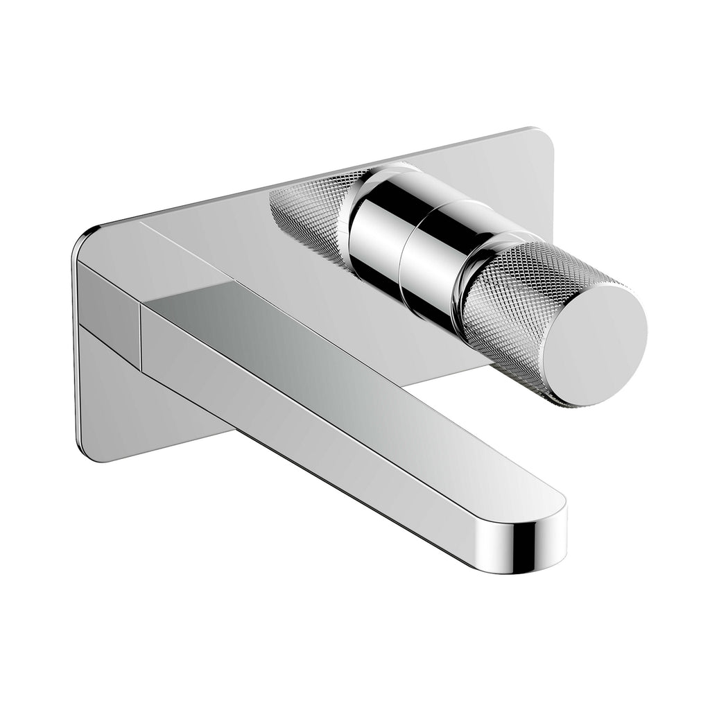 RAK Amalfi Wall Mounted Basin Mixer Tap - Polished Chrome, Solid Brass with Knurled Handle