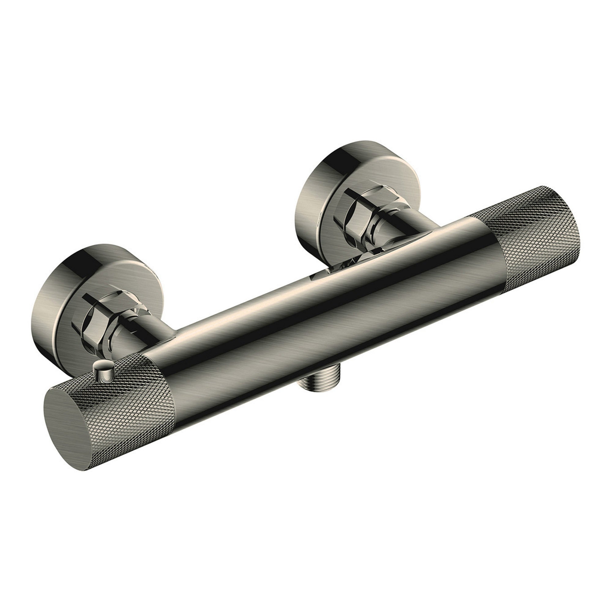 RAK Ceramics Amalfi Brushed Nickel Wall-Mounted Thermostatic Bar Shower Valve with Bottom Outlet