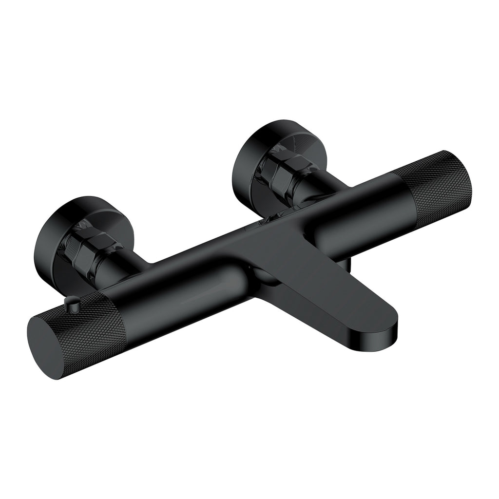 RAK Amalfi Matt Black Thermostatic Wall Mounted Bath Shower Mixer Tap
