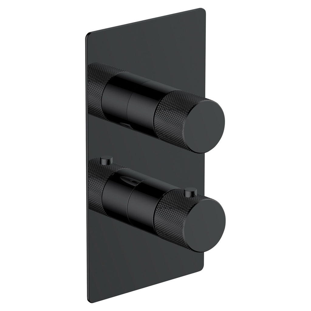 RAK Amalfi Matt Black Thermostatic Concealed Dual Outlet Shower Valve