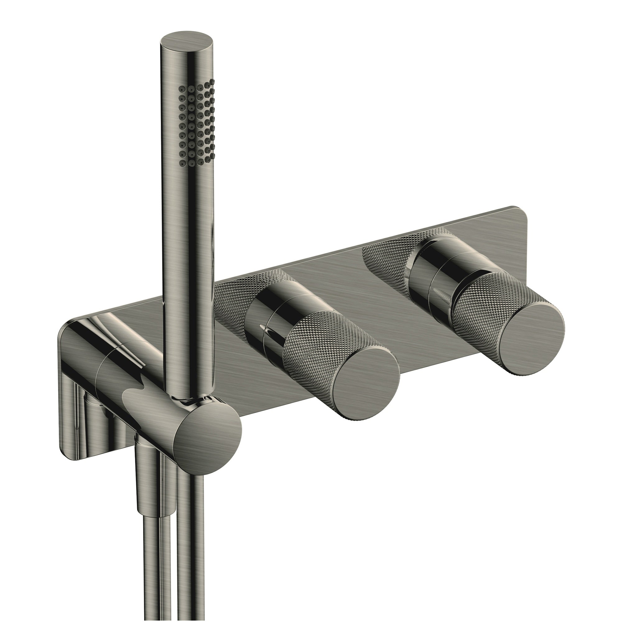 RAK Amalfi Brushed Nickel Thermostatic Concealed Dual Outlet Shower Valve with Handset
