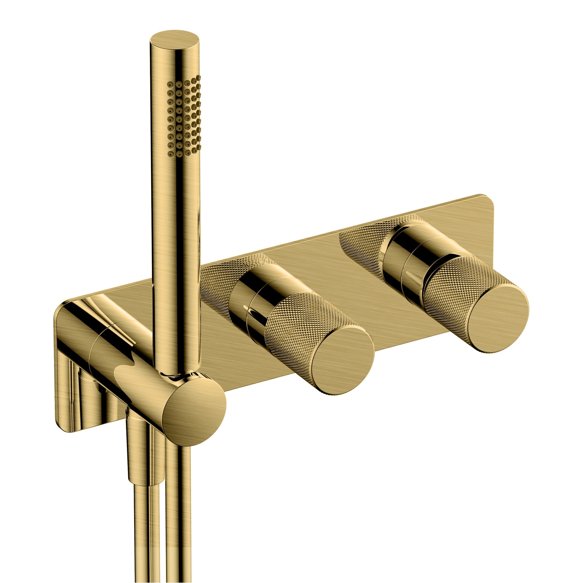 RAK Ceramics Amalfi Brushed Gold Thermostatic Concealed Dual Outlet Shower Mixer Valve & Handset
