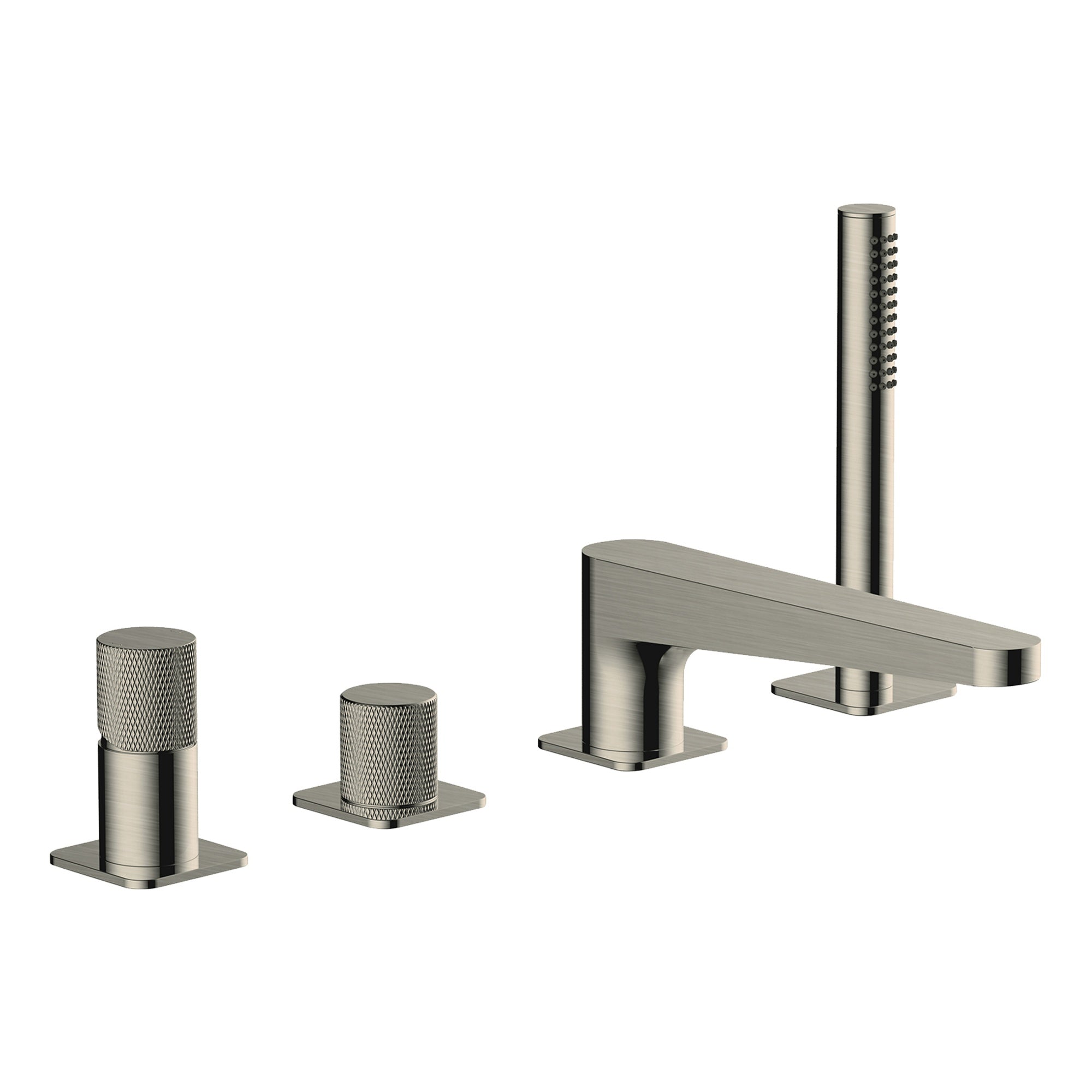 RAK Amalfi Brushed Nickel 4-Hole Deck-Mounted Bath Shower Mixer Tap with Handset
