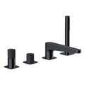 RAK Amalfi Matt Black 4-Hole Deck-Mounted Bath Shower Mixer Tap with Pull-Out Handset