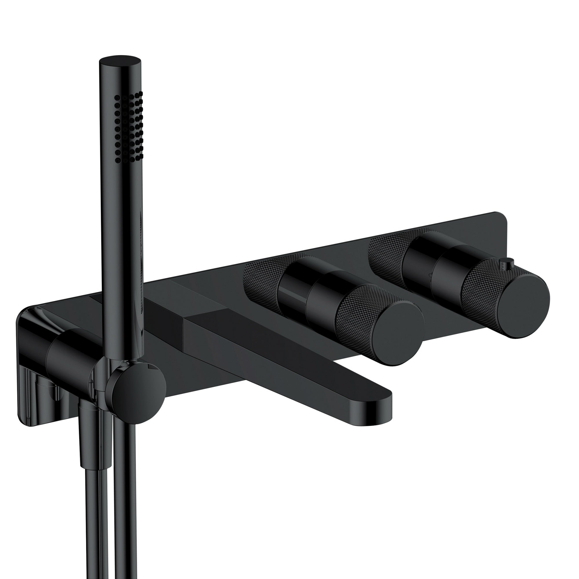 RAK Amalfi Matt Black Thermostatic Concealed Shower Valve with Handset & Bath Spout - Dual Outlet