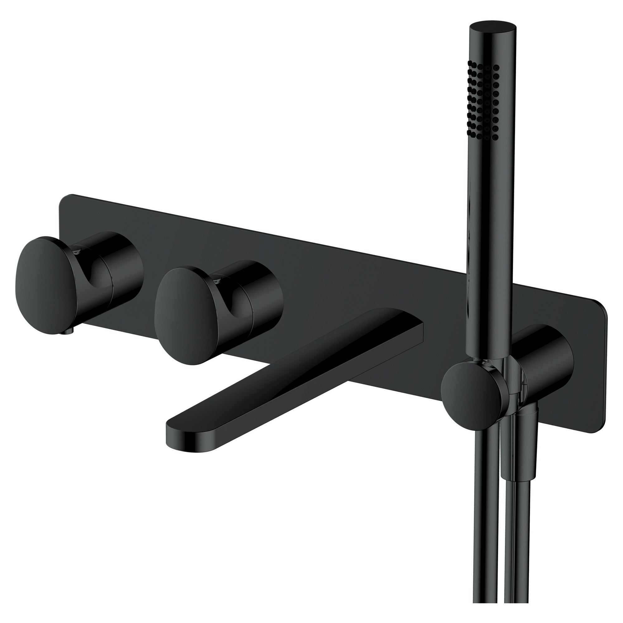 RAK Ceramics Portofino Matt Black Wall-Mounted Thermostatic Bath & Shower Mixer Tap with Dual Outlet