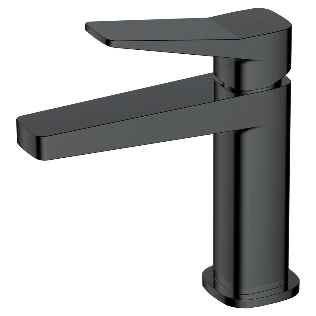 RAK Ceramics Petit Square Matt Black Modern Basin Mixer Tap - Solid Brass, Single Lever