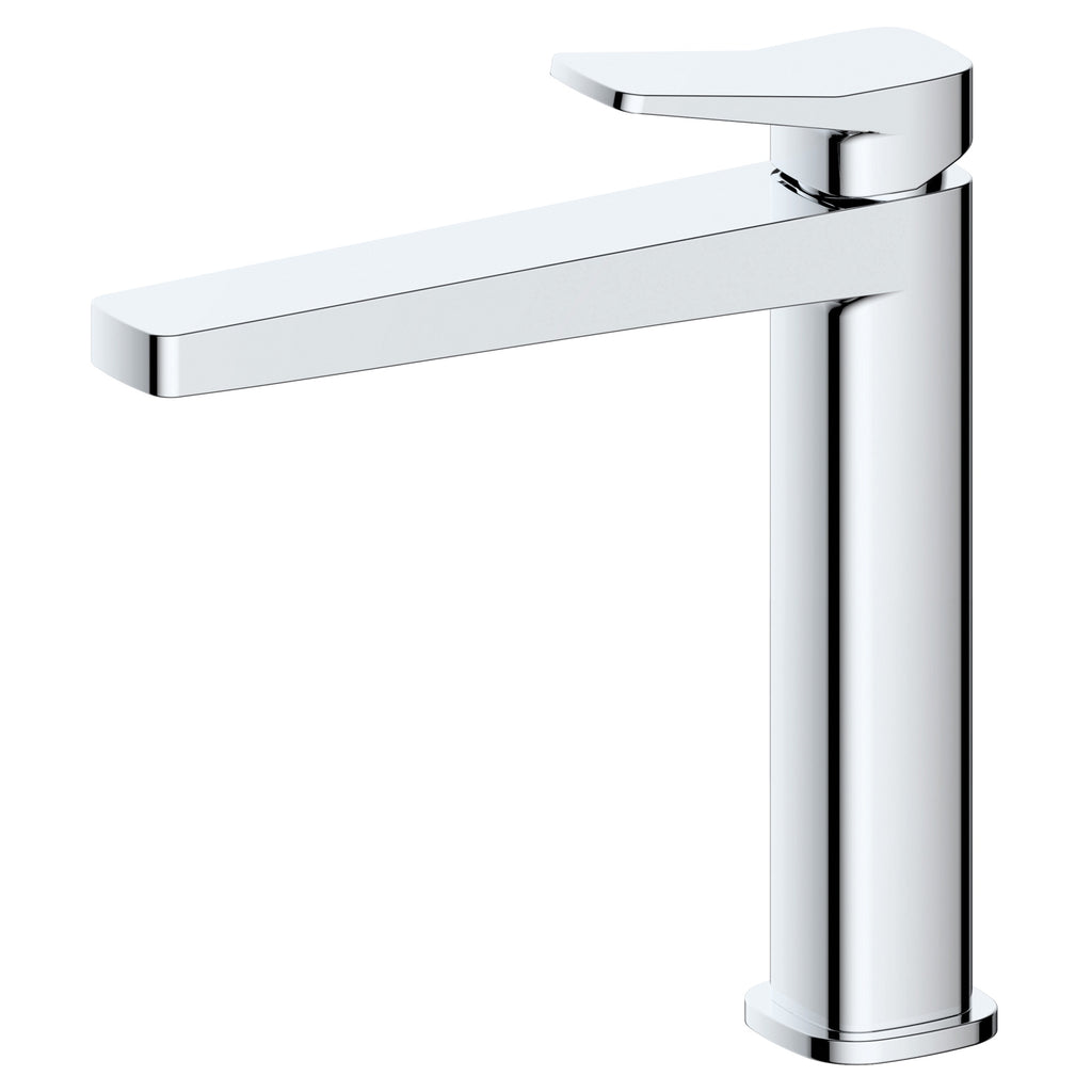 RAK Petit Mid Height Basin Mixer Tap, Polished Chrome Finish, Modern Square Design, Solid Brass Construction