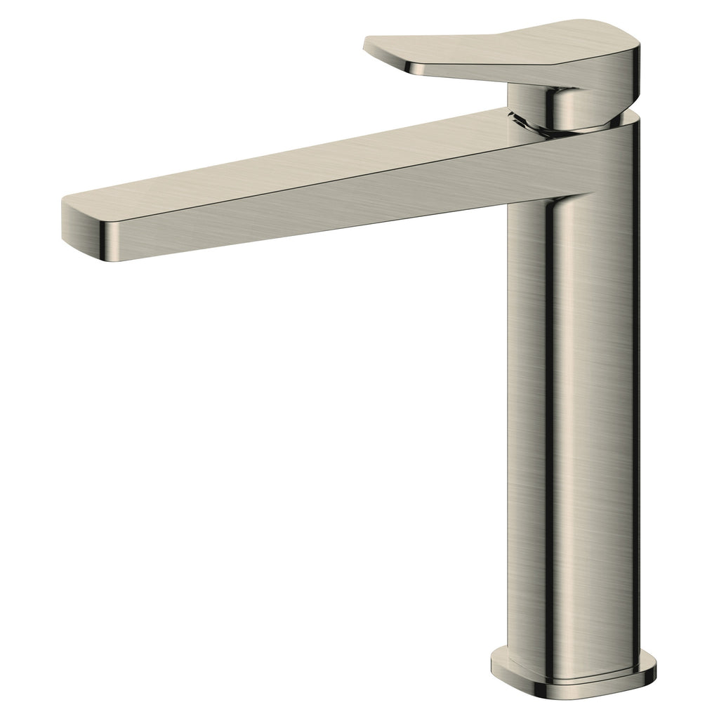 RAK Ceramics Petit Square Mid-Height Brushed Nickel Basin Mixer Tap - Solid Brass with 15-Year Guarantee