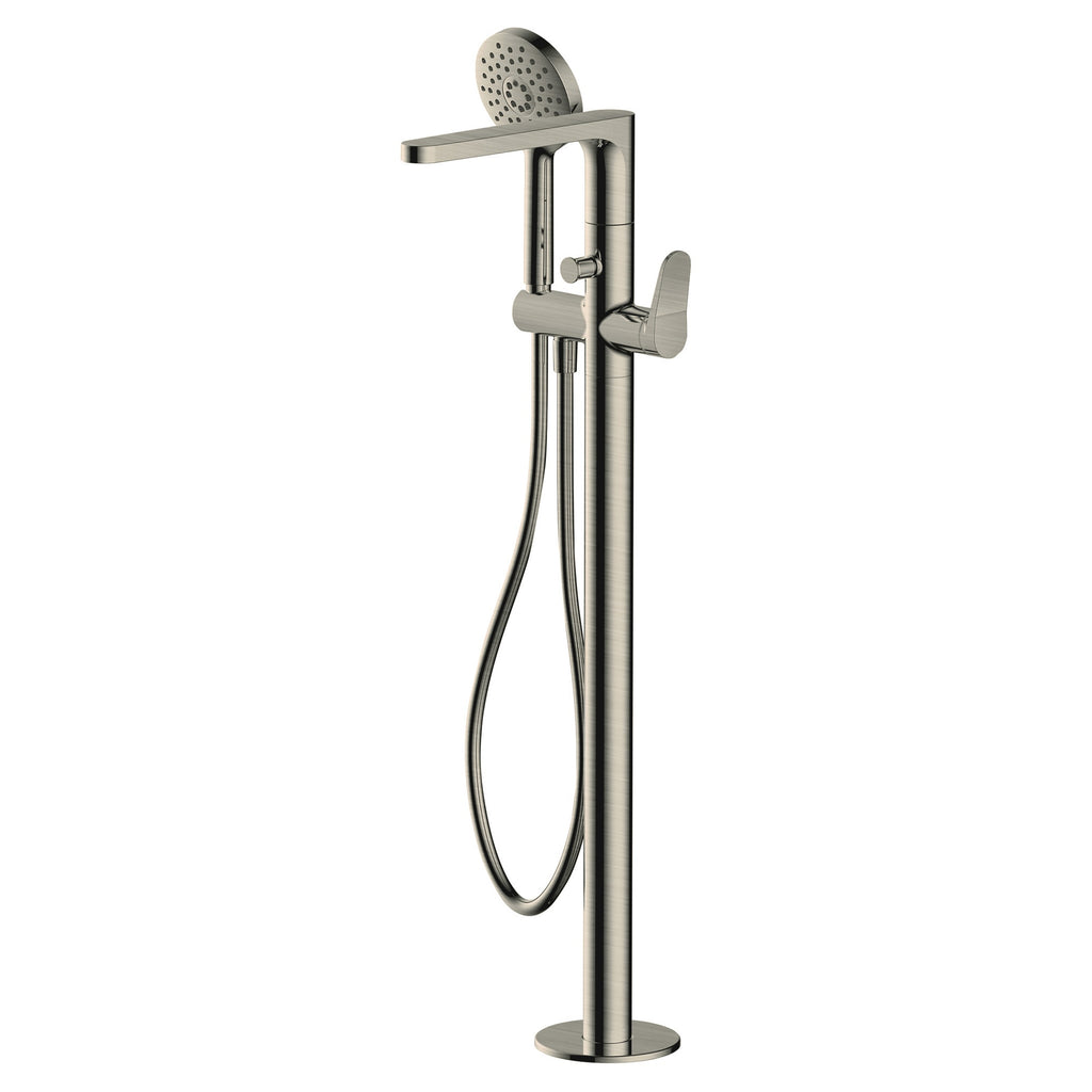RAK Petit Brushed Nickel Freestanding Bath Shower Mixer Tap with Handset - Solid Brass