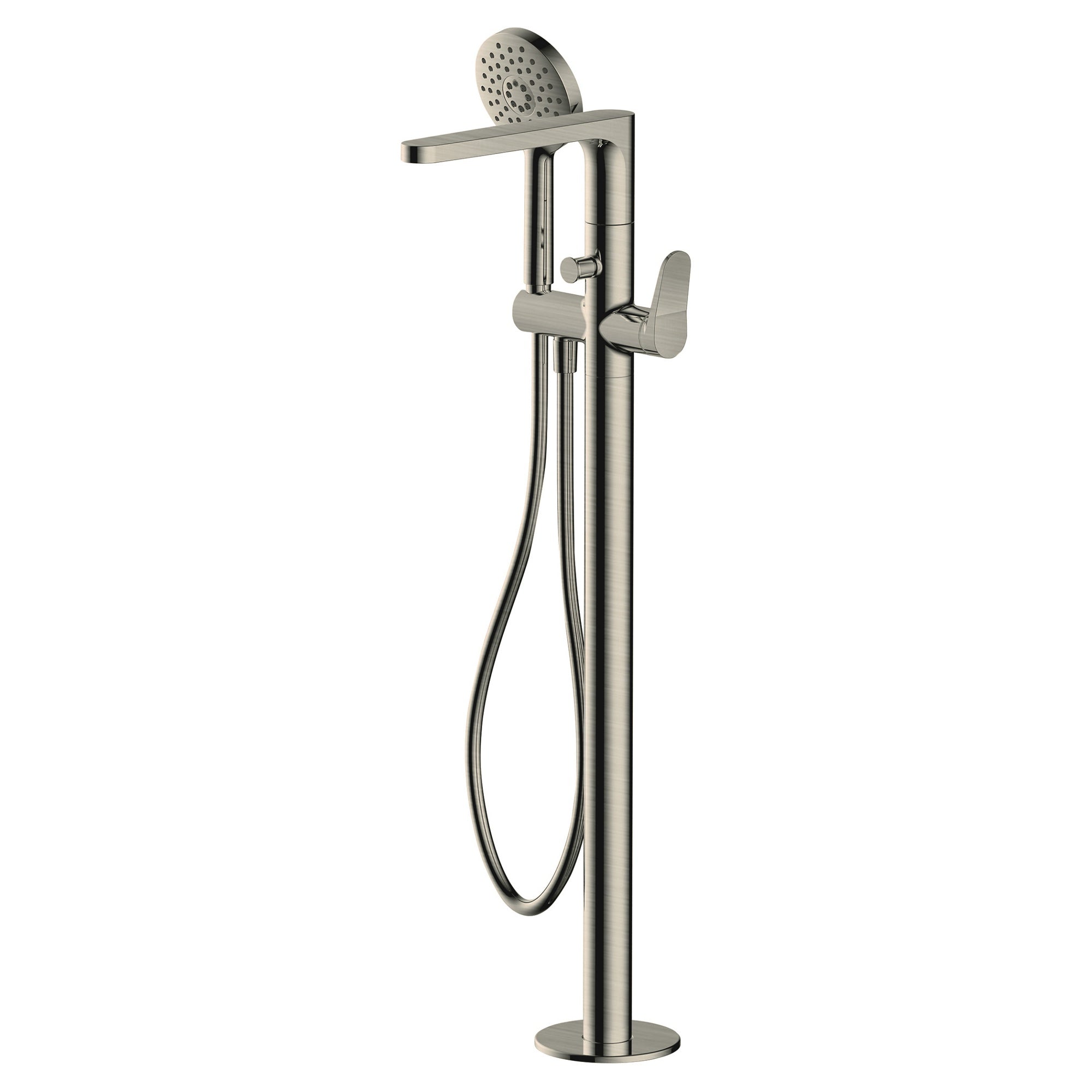 RAK Petit Brushed Nickel Freestanding Bath Shower Mixer Tap with Handset - Solid Brass