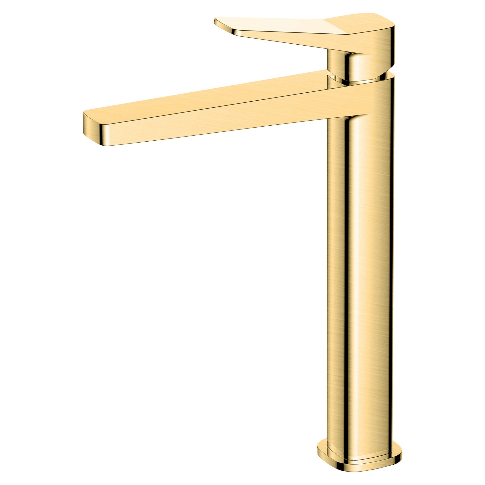 RAK Petit Square Tall Brushed Gold Basin Mono Mixer Tap - Solid Brass & WRAS Approved