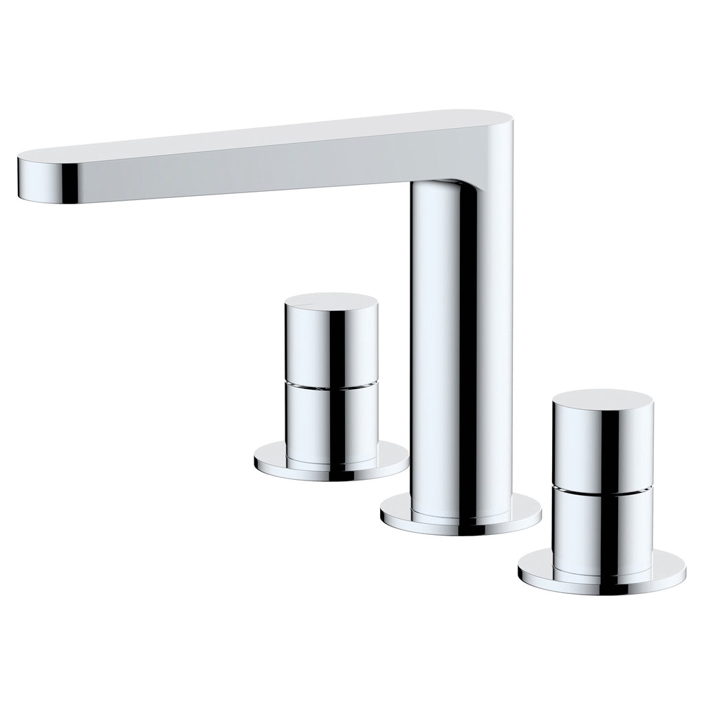 RAK Petit Polished Chrome 3 Hole Deck Mounted Basin Mixer Tap - Durable Brass & WRAS Approved