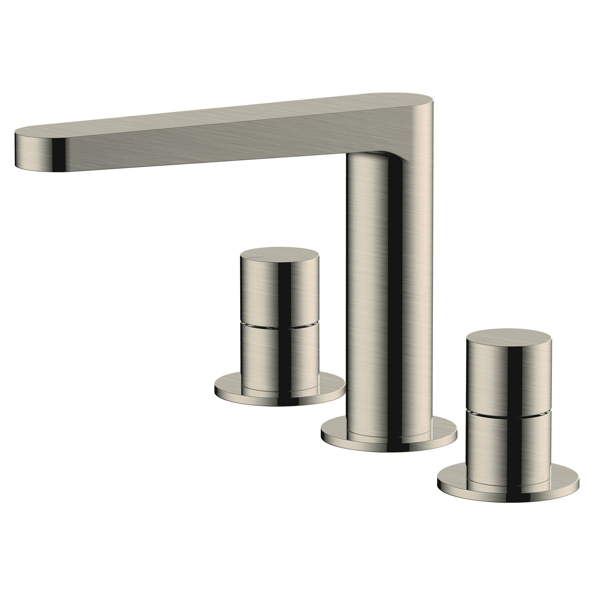 RAK Petit 3-Hole Deck Mounted Basin Mixer Tap, Brushed Nickel Finish - Durable Brass Construction for Modern Bathrooms