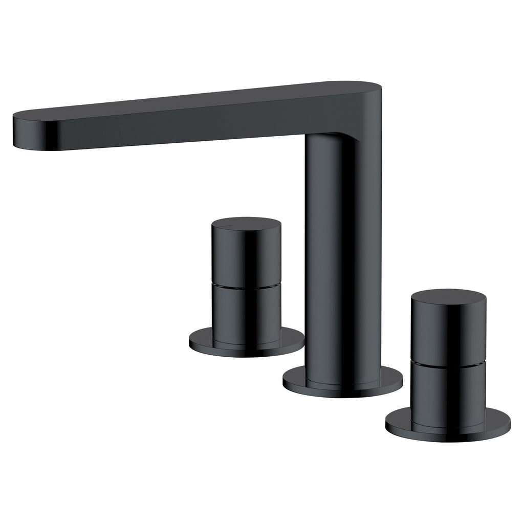 RAK Petit Matt Black 3-Hole Deck Mounted Basin Mixer Tap - Contemporary & Durable Brass Finish