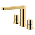 RAK Petit Brushed Gold 3-Hole Deck Mounted Basin Mixer Tap with Dual Lever Control
