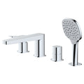 RAK Petit Square 4-Hole Deck-Mounted Bath Shower Mixer Tap with Handset - Polished Chrome Solid Brass