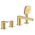 RAK Petit 4-Hole Modern Bath Shower Mixer Tap - Deck-Mounted, Brushed Gold Solid Brass