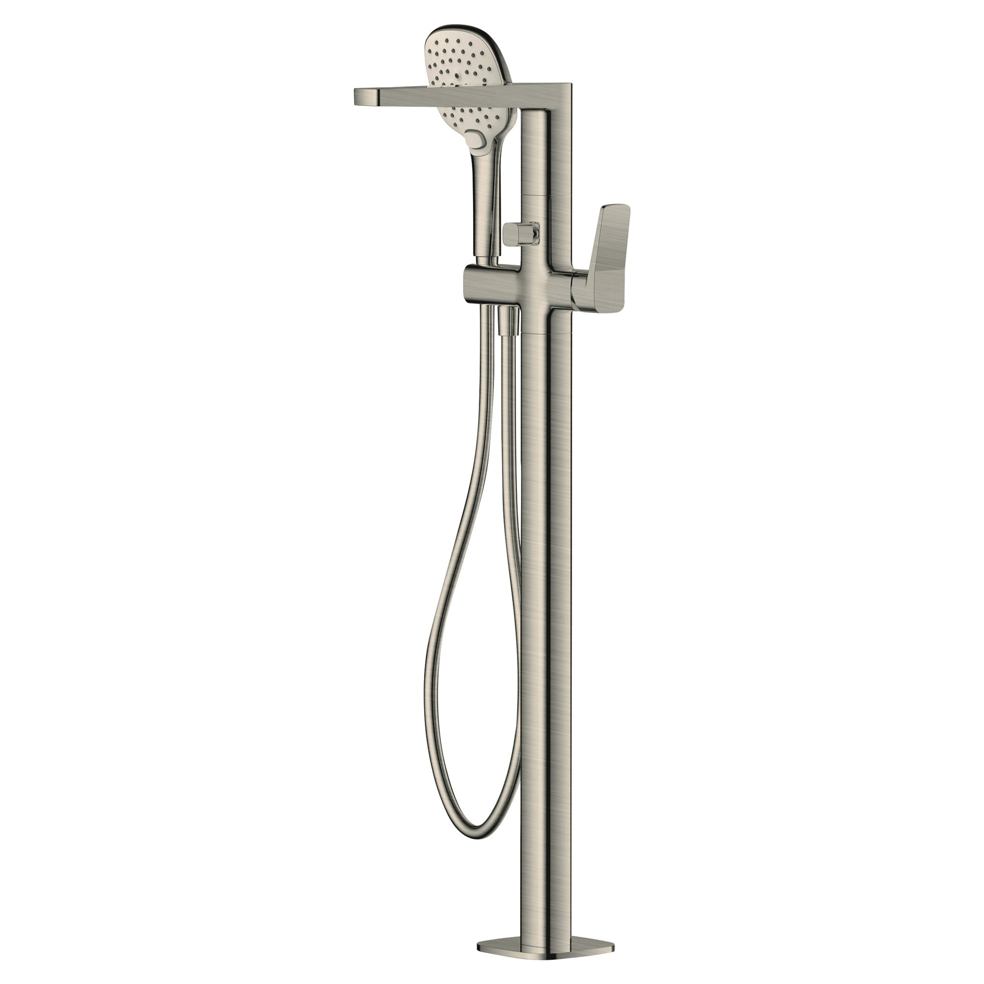 RAK Petit Square Freestanding Bath Shower Mixer Tap with Handset - Brushed Nickel, Solid Brass