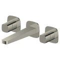 RAK Petit Square Brushed Nickel Wall-Mounted 3-Hole Basin Mixer Tap - Premium Brass Design