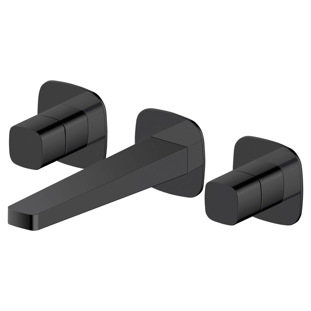 RAK Petit Square Matt Black Wall Mounted 3-Hole Basin Mixer Tap - Durable Brass