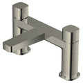 RAK Petit Brushed Nickel Square Bath Filler Mixer Tap - Solid Brass, 2-Hole Design
