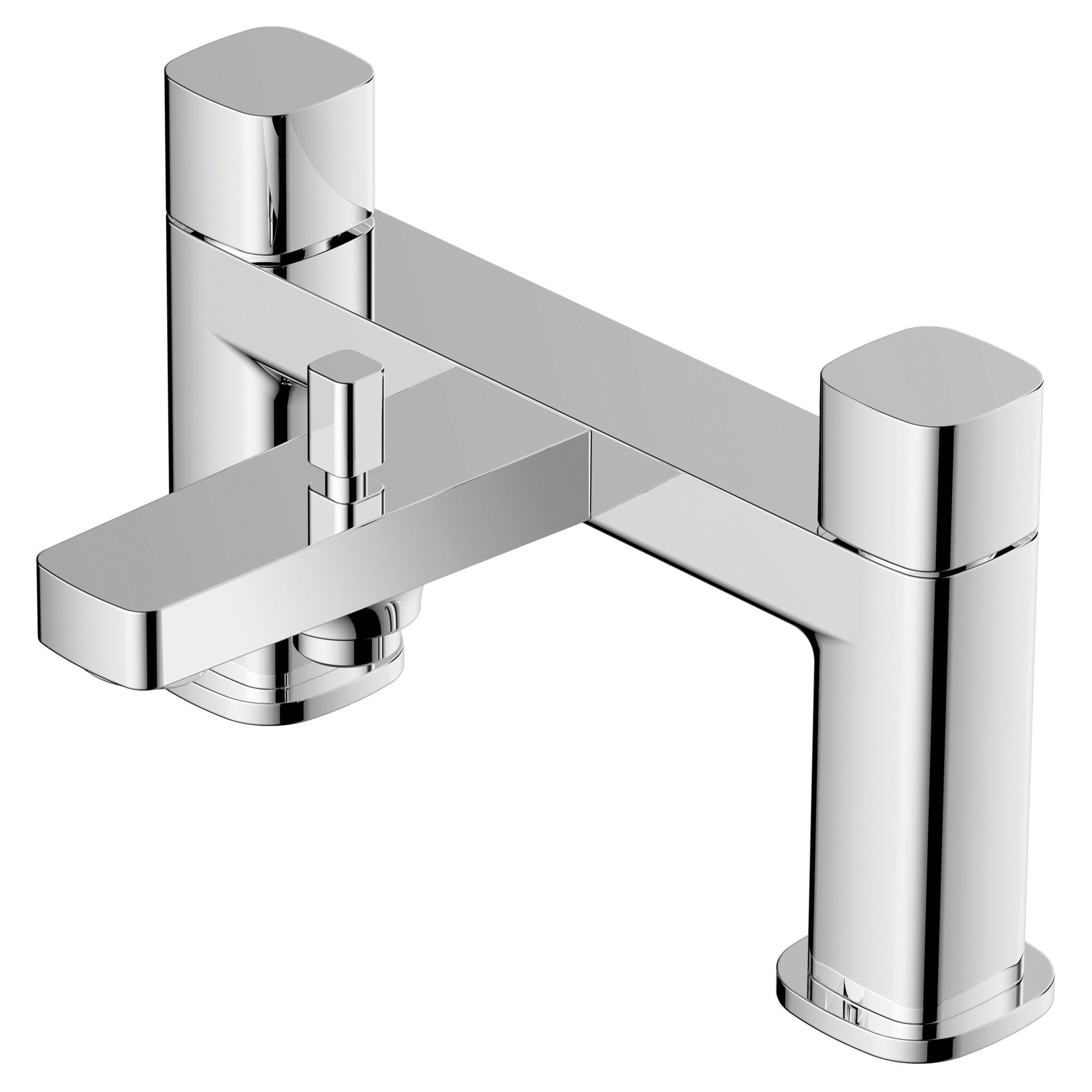 RAK Petit Square Polished Chrome Solid Brass Deck-Mounted Bath Shower Mixer Tap with Handset