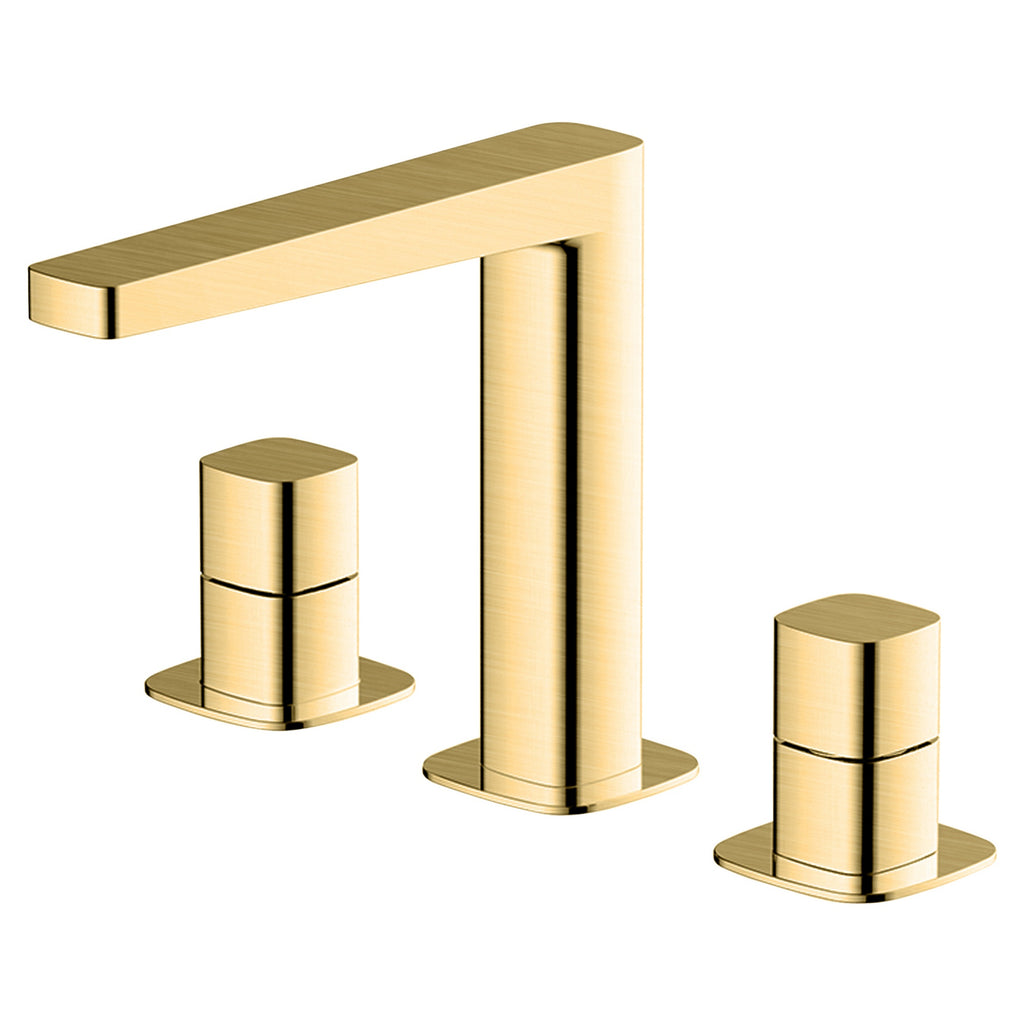 RAK Petit Modern Brushed Gold 3 Hole Deck Mounted Basin Mixer Tap