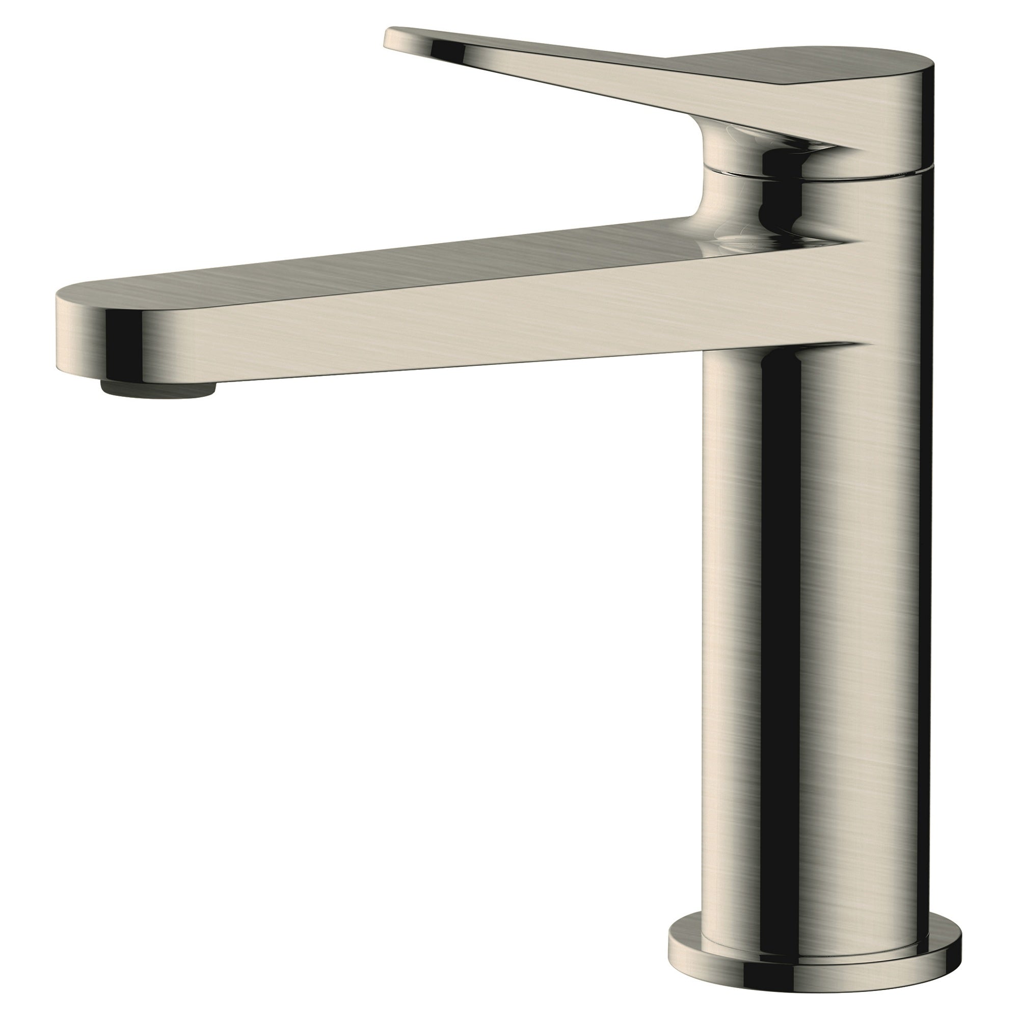RAK Petit Brushed Nickel Modern Basin Mono Mixer Tap - Solid Brass & 15-Year Guarantee
