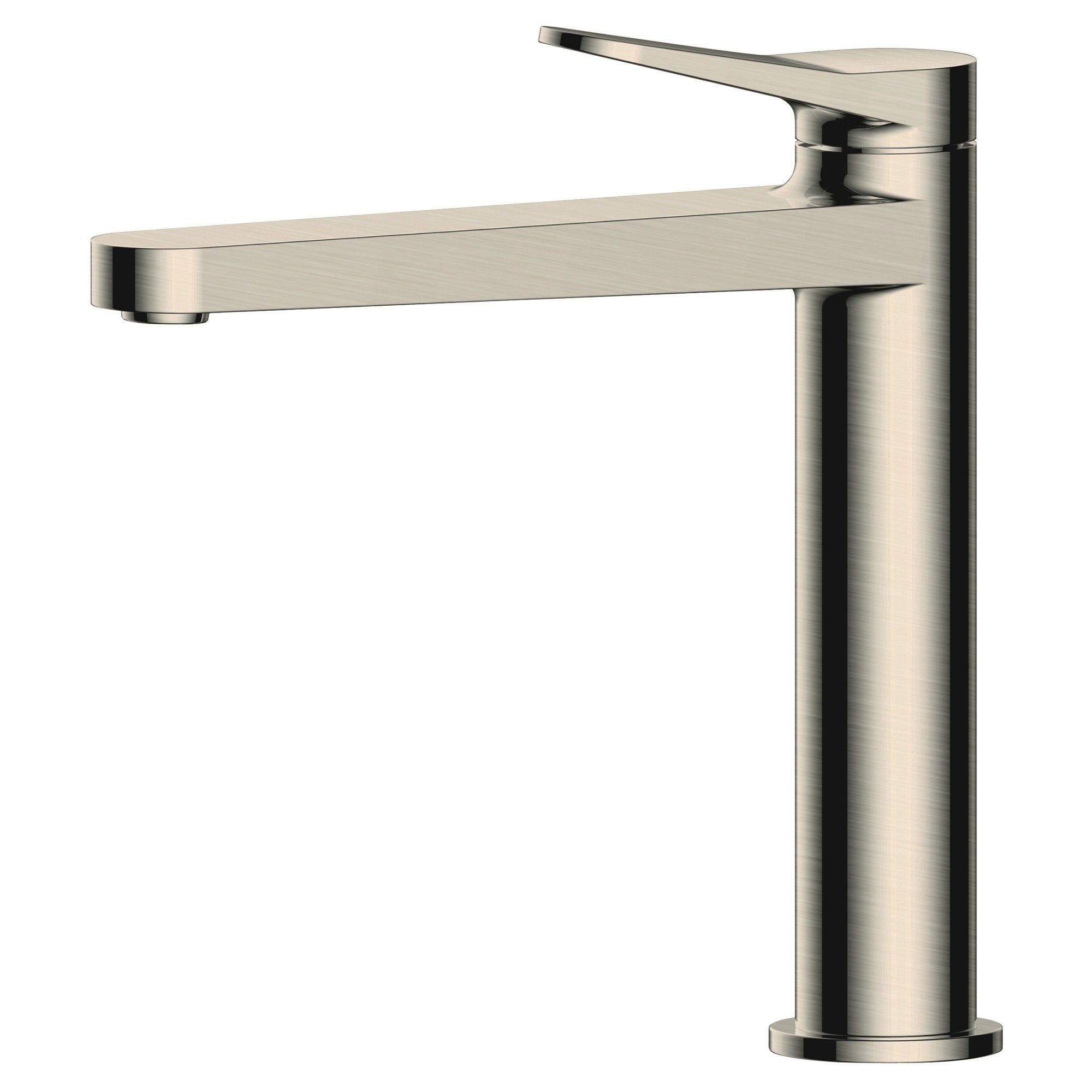 RAK Petit Round Mid-Height Basin Mixer Tap - Brushed Nickel, Solid Brass