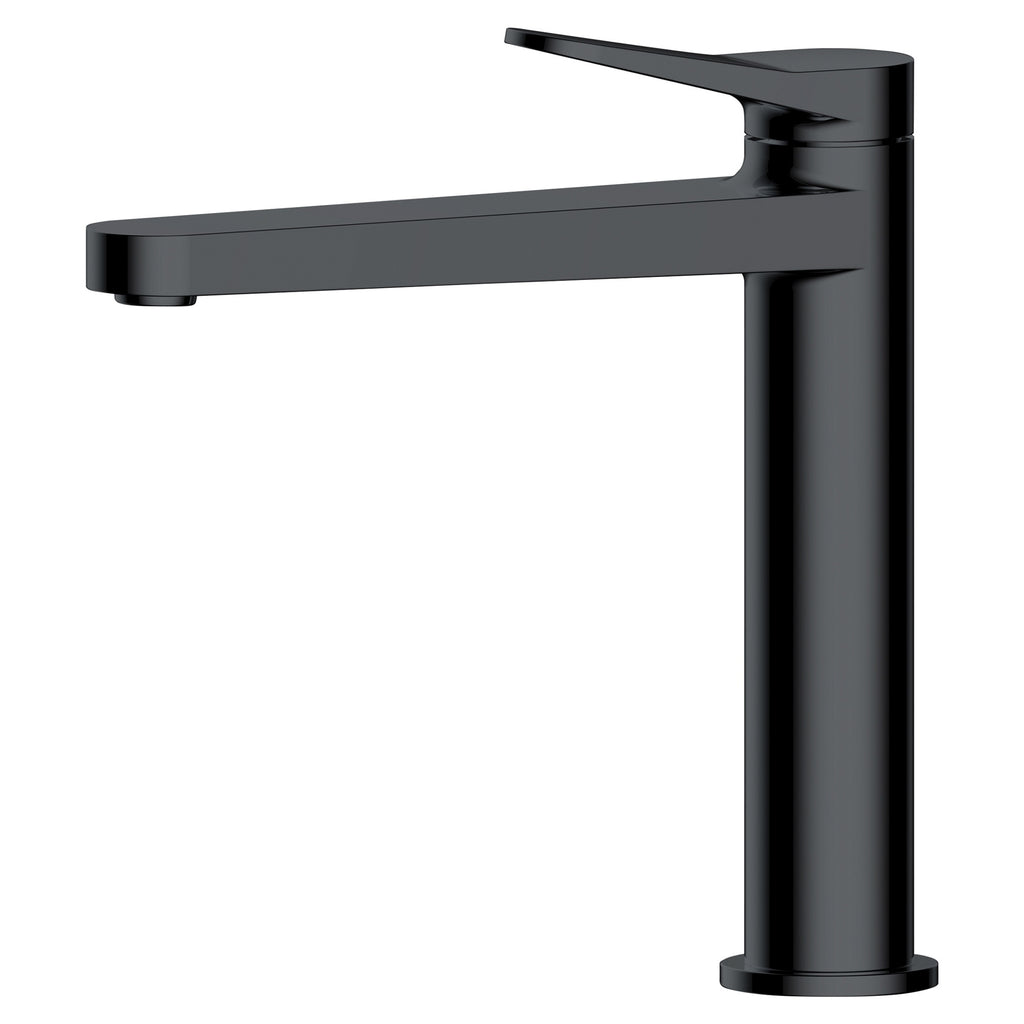 RAK Petit Matt Black Basin Mixer Tap, Mid-Height Modern Design, Solid Brass, 15-Year Guarantee