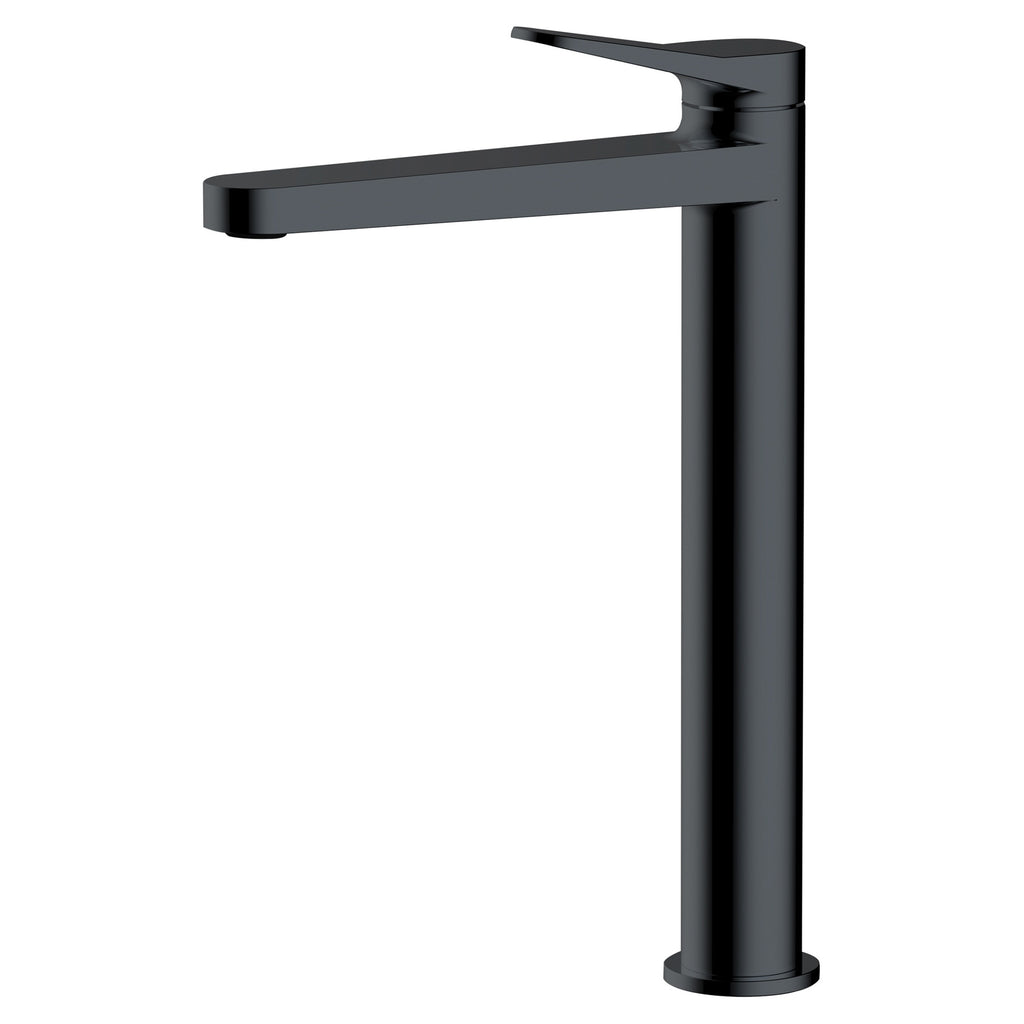 RAK Petit Tall Matt Black Basin Mono Mixer Tap - Solid Brass with 15-Year Guarantee