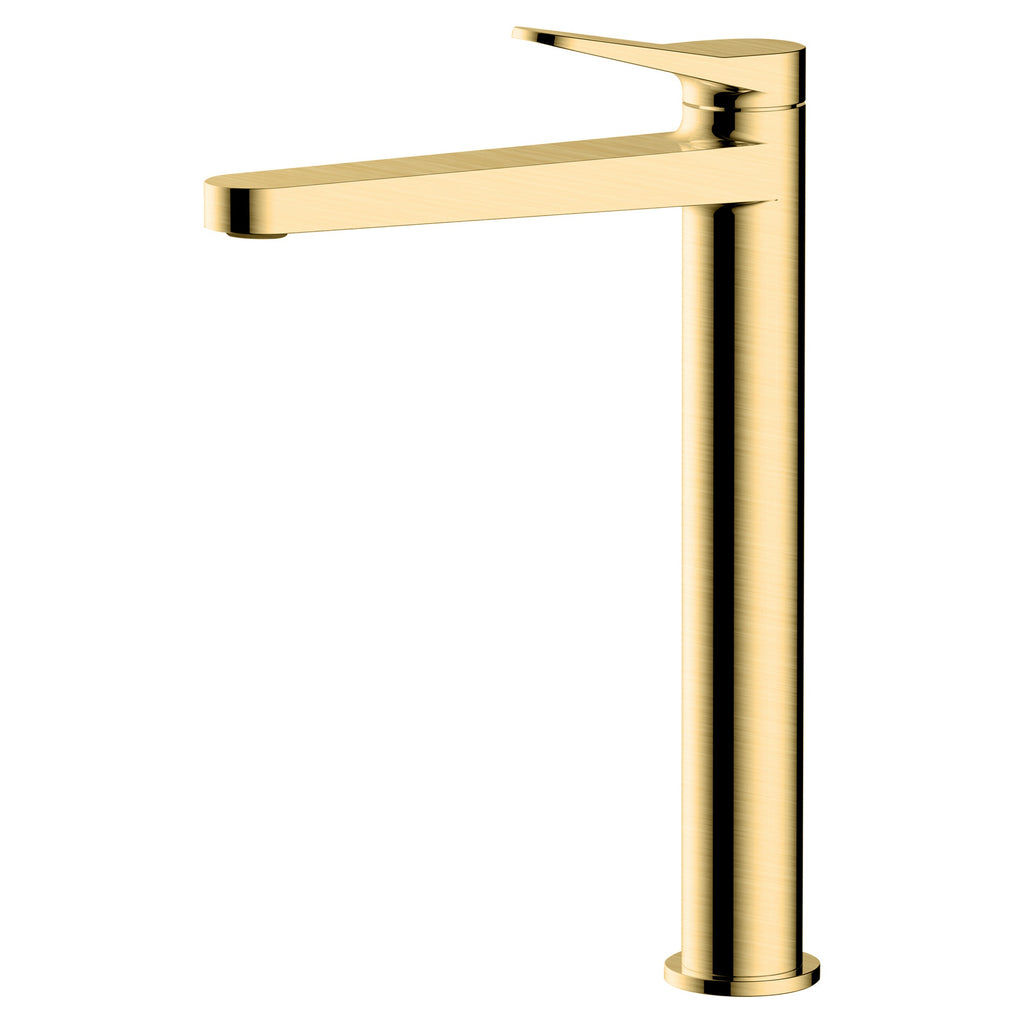 RAK Petit Tall Basin Mixer Tap, Modern Brushed Gold Finish, Solid Brass Construction, Ideal for Countertop Basins