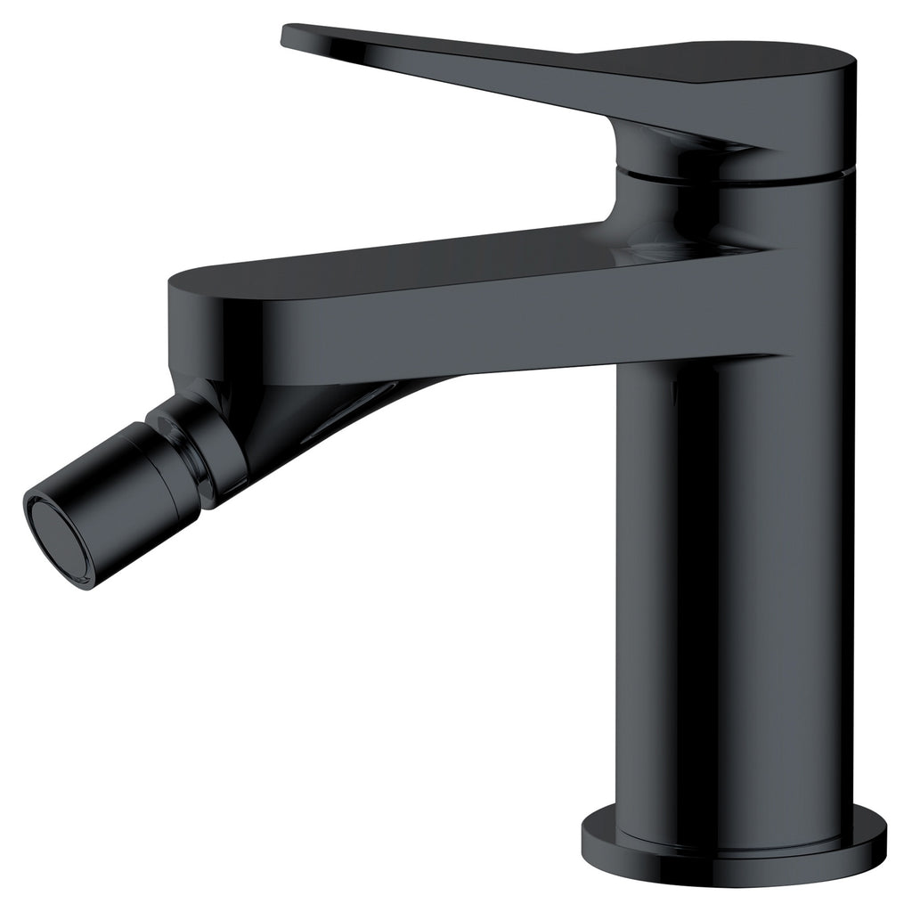 RAK Petit Round Matt Black Bidet Mixer Tap - Modern Solid Brass Single Lever Design with 15-Year Guarantee