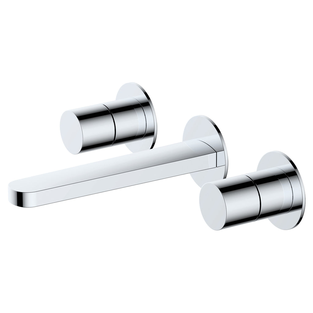 RAK Petit Polished Chrome Wall Mounted 3-Hole Basin Mixer Tap with Dual Lever Controls