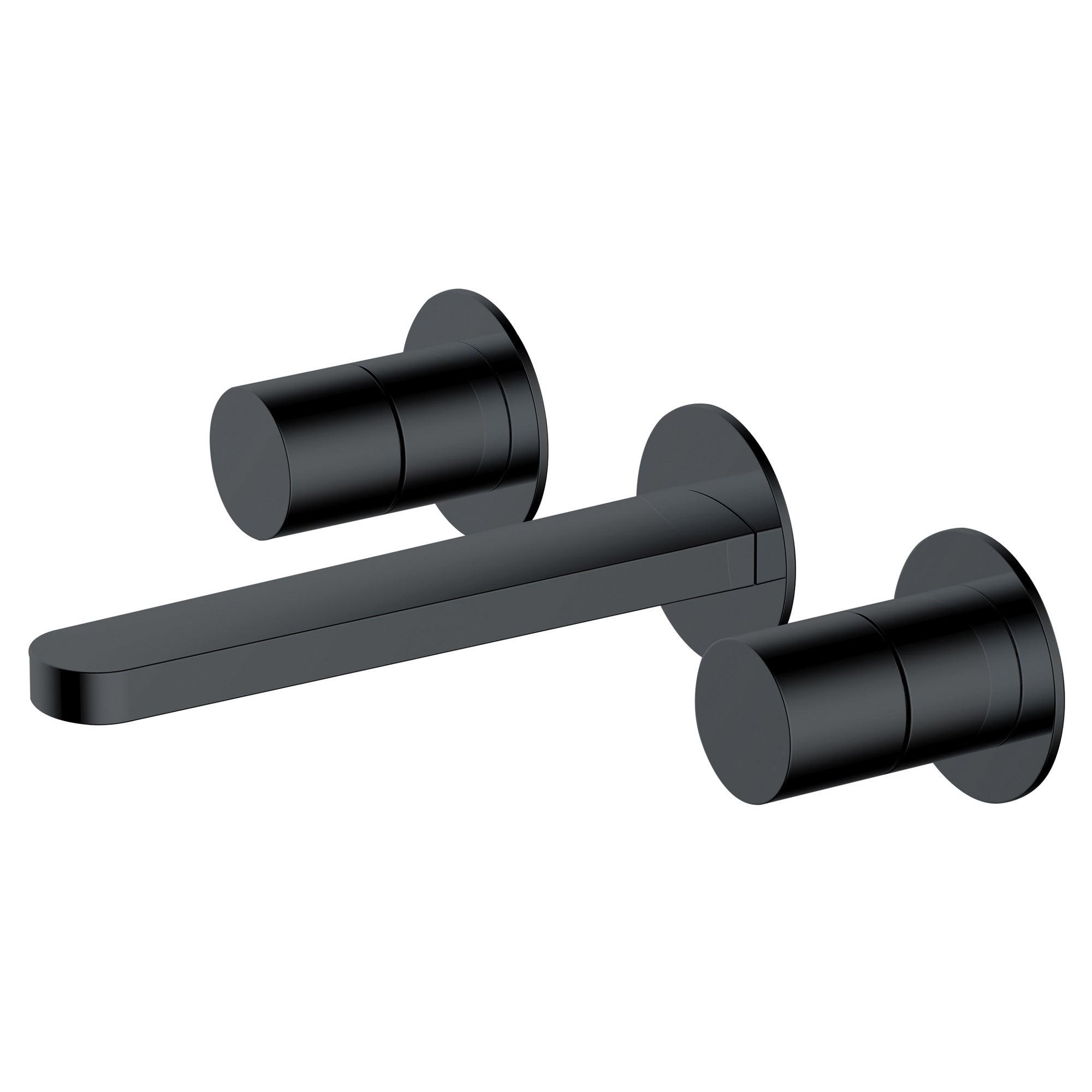 RAK Petit Matt Black 3-Hole Wall-Mounted Basin Mixer Tap with Dual Lever Handles