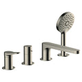 RAK Petit 4 Hole Brushed Nickel Deck Mounted Bath Shower Mixer Tap with Kit - Solid Brass
