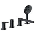 RAK Petit 4-Hole Matt Black Deck-Mounted Bath Shower Mixer Tap with Handset - Solid Brass