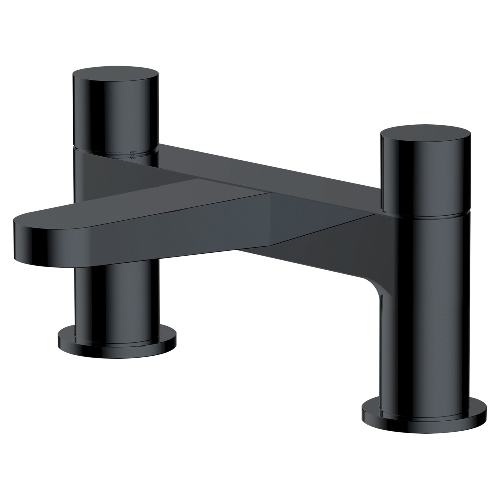 RAK Petit Matt Black Round Bath Filler Mixer Tap, Durable Solid Brass Construction, 2-Hole Modern Design