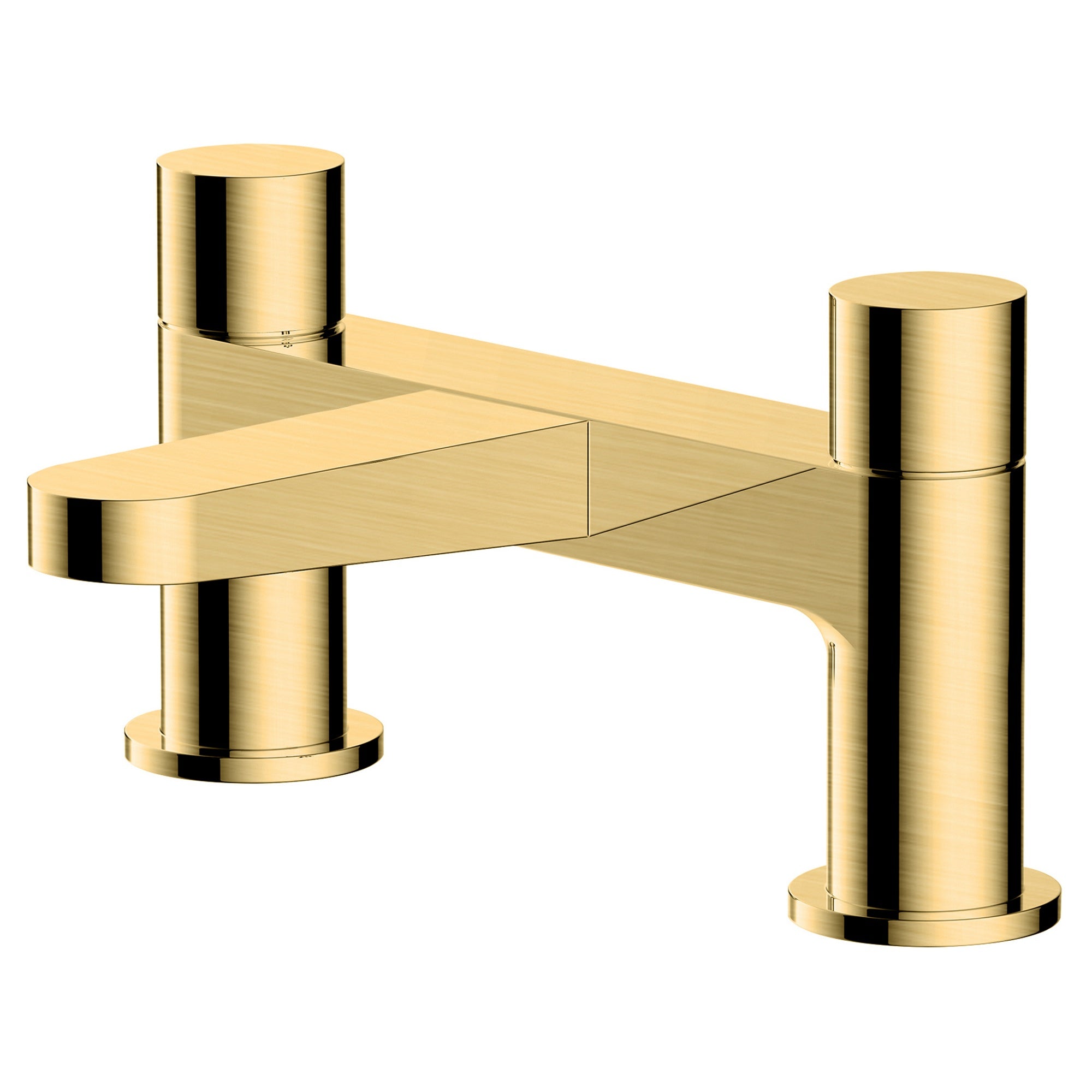 RAK Ceramics Petit Brushed Gold Round 2-Hole Bath Filler Mixer Tap - Solid Brass