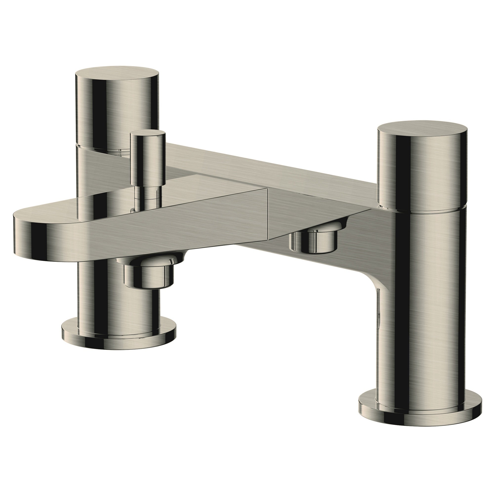 RAK Petit Round Brushed Nickel Deck-Mounted Bath Shower Mixer Tap with Solid Brass Construction